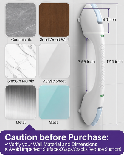 🔥Last Day 50% OFF🔥Miraclable Shower Handles for Elderly, Grab Bars for Bathroom, Anti-Slip Safety Bar with Strong Suction