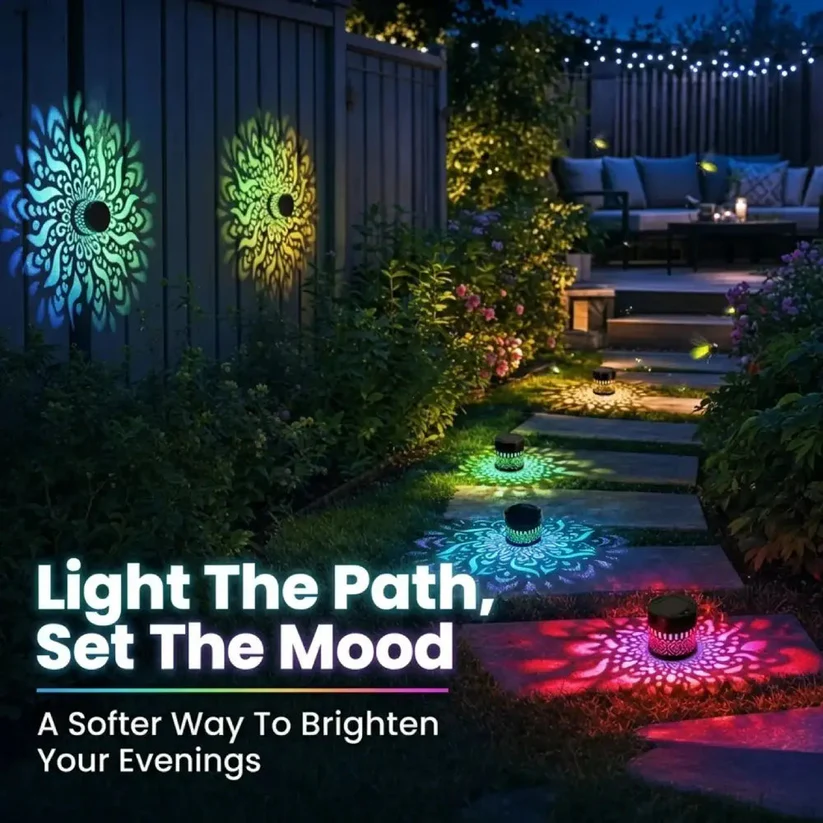 🔥Last Day Sale 50% OFF💖Seven-Color Changing Solar Mandala Projection Wall Light
