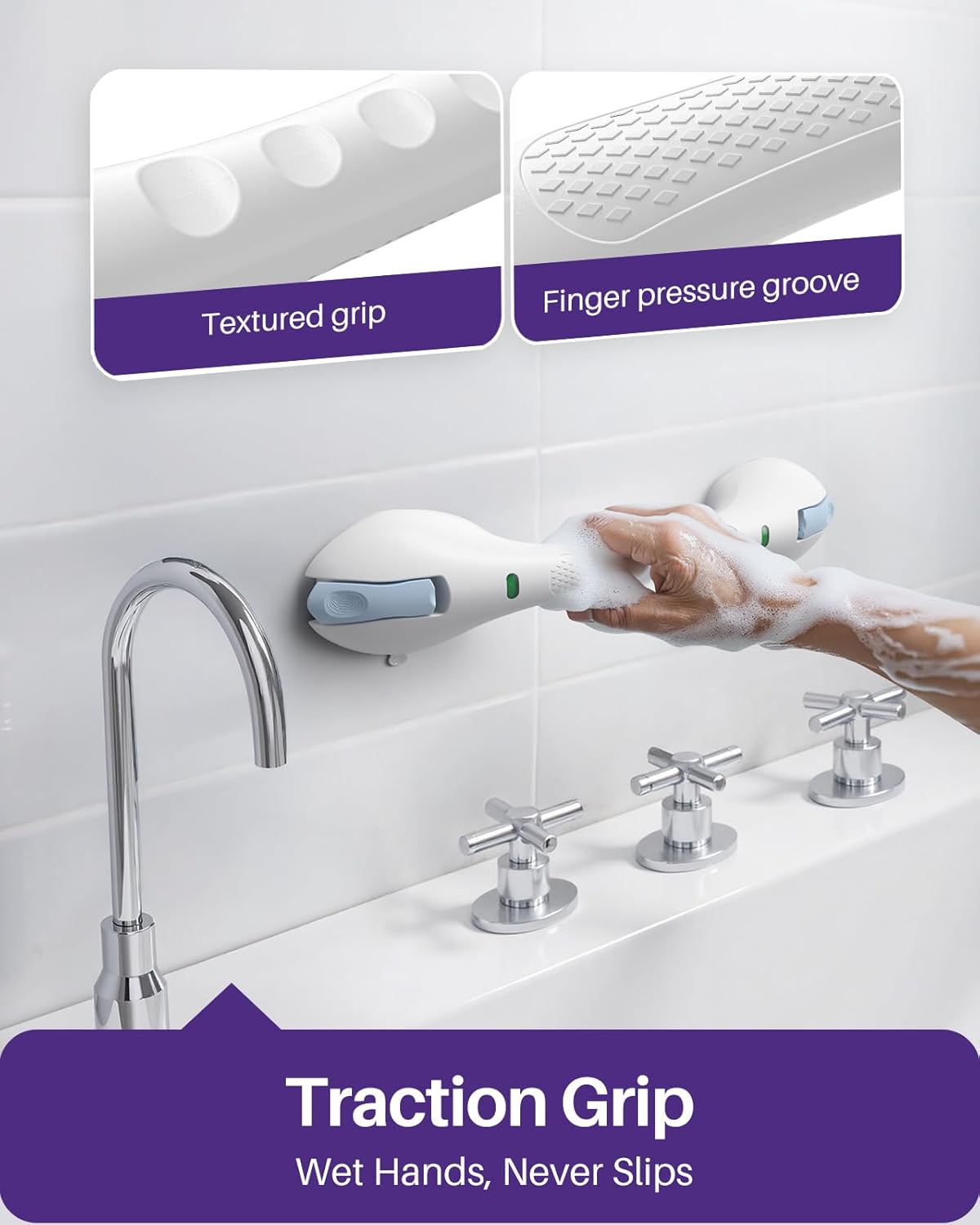 🔥Last Day 50% OFF🔥Miraclable Shower Handles for Elderly, Grab Bars for Bathroom, Anti-Slip Safety Bar with Strong Suction
