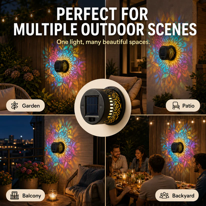🔥Last Day Sale 50% OFF💖Seven-Color Changing Solar Mandala Projection Wall Light