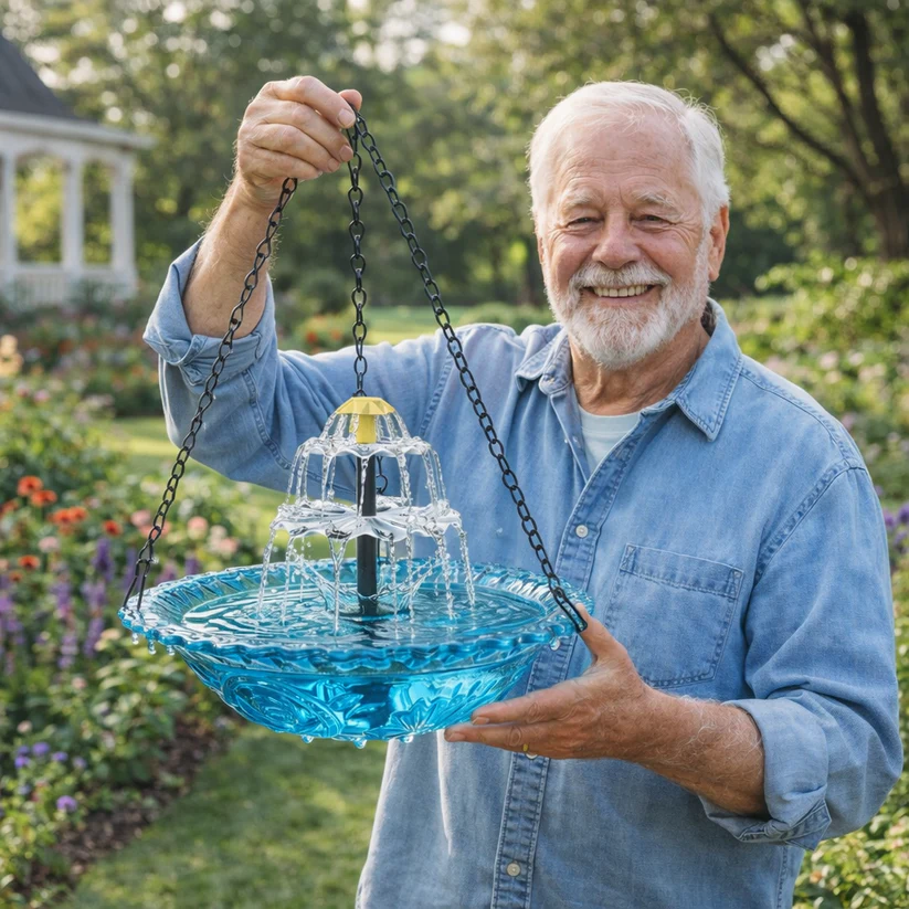 🔥Last Day Sale 50% OFF🦜Solar Cascade Hanging Bird Bath Fountain