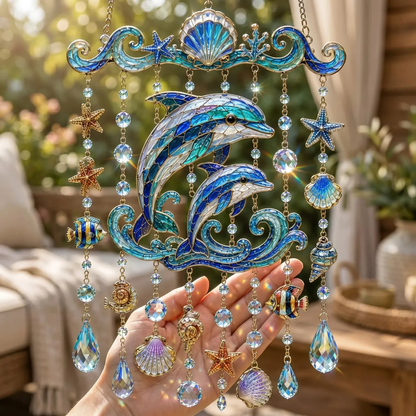 🔥Last Day Sale 50% OFF🌊Ocean-Themed Crystal Wind Chime – ✨Bring the Ocean Glow to Your Garden