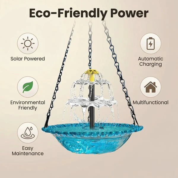 🔥Last Day Sale 50% OFF🦜Solar Cascade Hanging Bird Bath Fountain