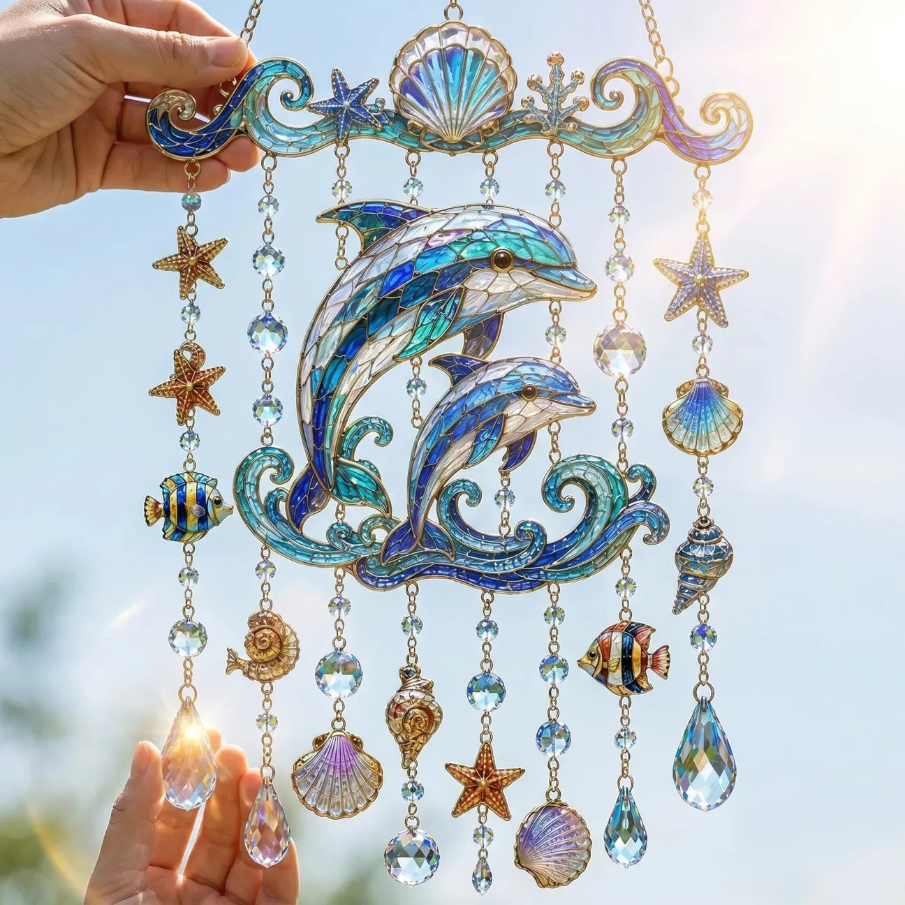 🔥Last Day Sale 50% OFF🌊Ocean-Themed Crystal Wind Chime – ✨Bring the Ocean Glow to Your Garden