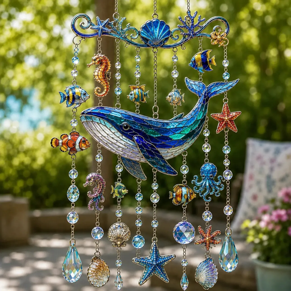 🔥Last Day Sale 50% OFF🌊Ocean-Themed Crystal Wind Chime – ✨Bring the Ocean Glow to Your Garden